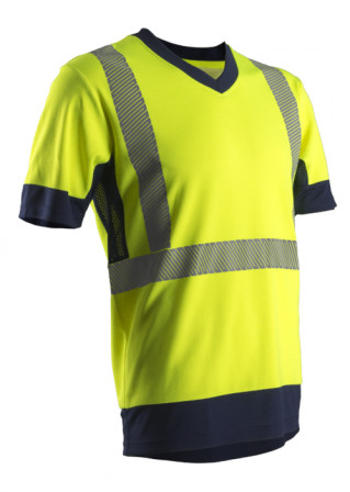KOMY T-shirt hi-viz jaune/marine poly-coton , L classe 2