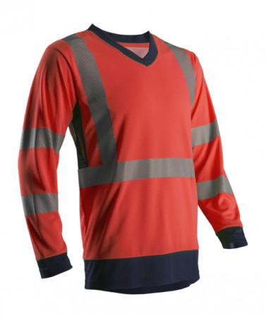 SUNO T-shirt hi-viz Rouge/marine polyester classe 3 taille X