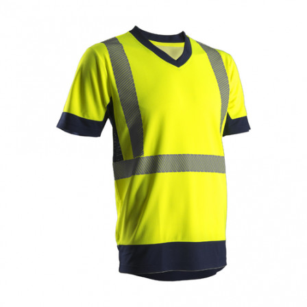 KYRIA T-shirt hi-viz jaune/marine polyester , XL classe 2