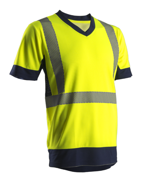 KYRIA T-shirt hi-viz jaune/marine polyester , XL classe 2