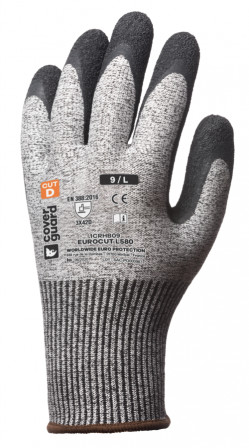 Gants EUROCUT L580 CUT D. HPPE J13 end. latex noir T10