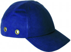 Casquette anti-heurt avec sticker sur visière bleue 