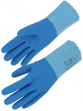 GANTS LATEX BLEU, PAUME ADHER. T7