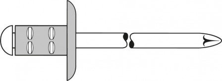 Rivet aveugle multiserrage alu/acier tête bombée 4x10mm 