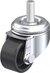 Roulette d’appareil pivotante polyamide avec trou central et tige filetée