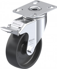 Roulette d’appareil pivotante polyamide avec platine à visser et blocage “stop-fix”
