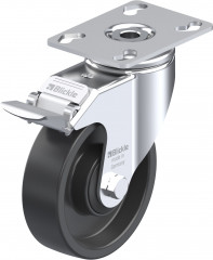 Roulette d’appareil pivotante polyamide avec platine à visser et blocage “stop-fix”