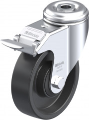 Roulette d’appareil pivotante polyamide avec trou central et blocage « stop-fix »