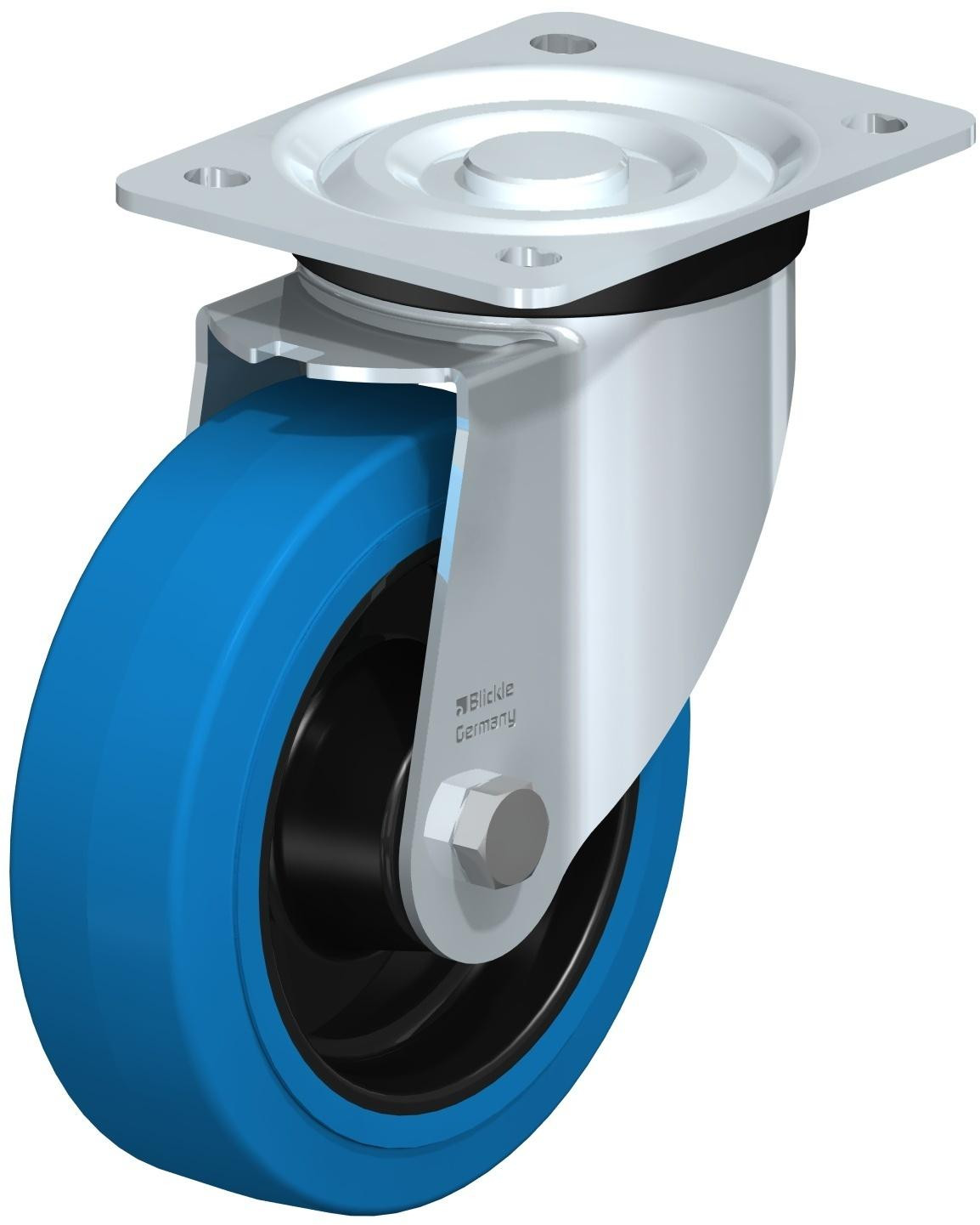 Roulette pivotante en tôle d’acier, version mi-lourde, avec platine à visser
