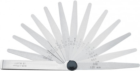Jauge d'épaisseur de préc ision acier à ressort 0,0 5-1,0mm 13 feuilles 