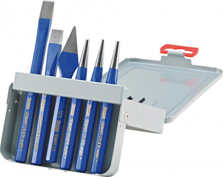 Jeu d'outils de frappe s/ burins/chasse-pointes 6 c lés 