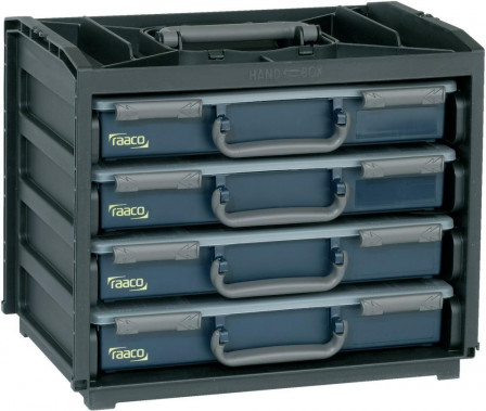 Armoire portative HandyBox plastique avec 4 mallettes à compartiments bleu 
