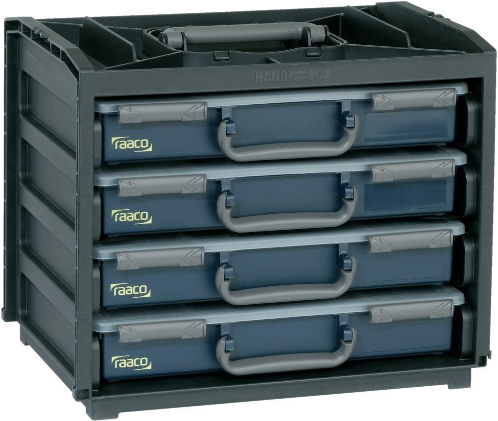 Armoire portative HandyBox plastique avec 4 mallettes à compartiments bleu