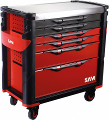 SERVANTE 41 - XL - 6 TIROIRS - ROUGE - PLATEAU INOX