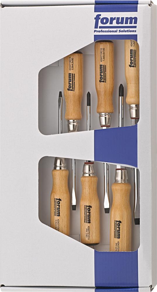 Jeu de tournevis 6 pcs. Manche en bois PH