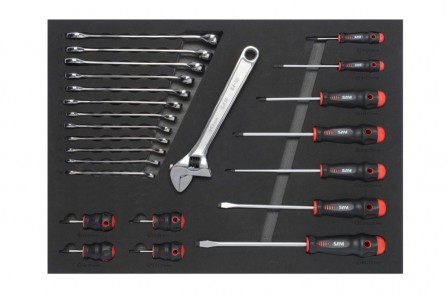 composition 135 outils en plateaux mousse avec servante