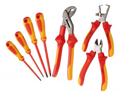 jeu de 7 outils isoles 1000 volts 3 pinces + 4 tournevis vde