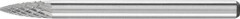 Mini-fraise sur tige carbure forme ogive bout pointu 0307 4 3mm 3x7mm 