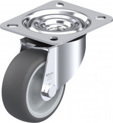 Roulette pivotante polyuréthane thermoplastique avec platine à visser