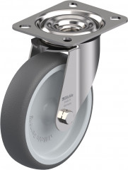 Roulette pivotante polyuréthane thermoplastique avec platine à visser