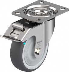Roulette pivotante polyuréthane thermoplastique avec blocage « stop-fix »